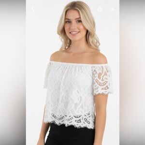 Express size medium white lace crop top